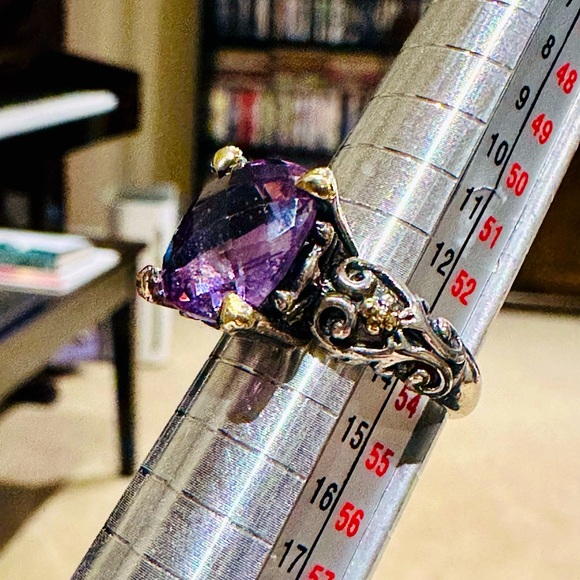 Sterling Silver 14k Yellow Gold Amethyst Fashion Ring - Picture 6 of 8